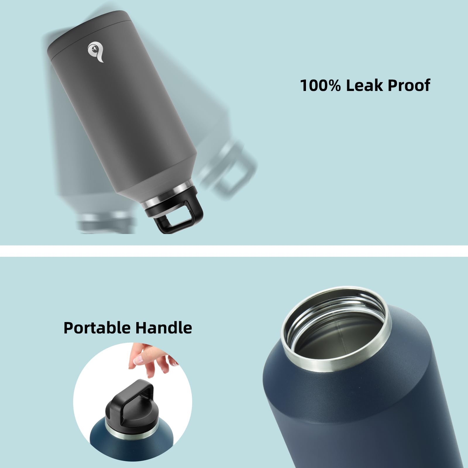 Insulated 64oz Stainless Steel Water Bottle - Leakproof, BPA-Free for Sports & Outdoors