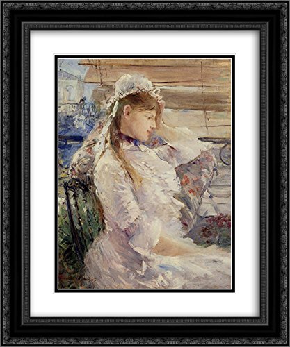 Berthe Morisot Museum Art Print - 20x24 Black Ornate Framed Double Matted Portrait of Seated Young Woman - Perfect for Living Room, Bedroom or Office Wall Decor