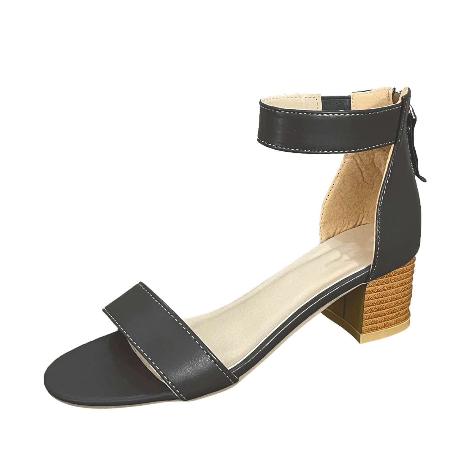 Women's Brown Leather Sandals - Fish Mouth Toe Open Summer Sandals Size 8.5 - Comfortable & Stylish for Beach, Vacation & Casual Outings