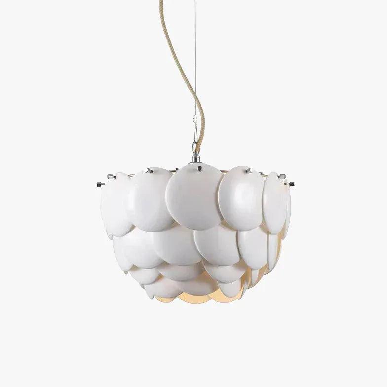 Modern White Scales Disc Pendant Light - Elegant Ceiling Lighting for Dining Room, Kitchen, or Bedroom Decor