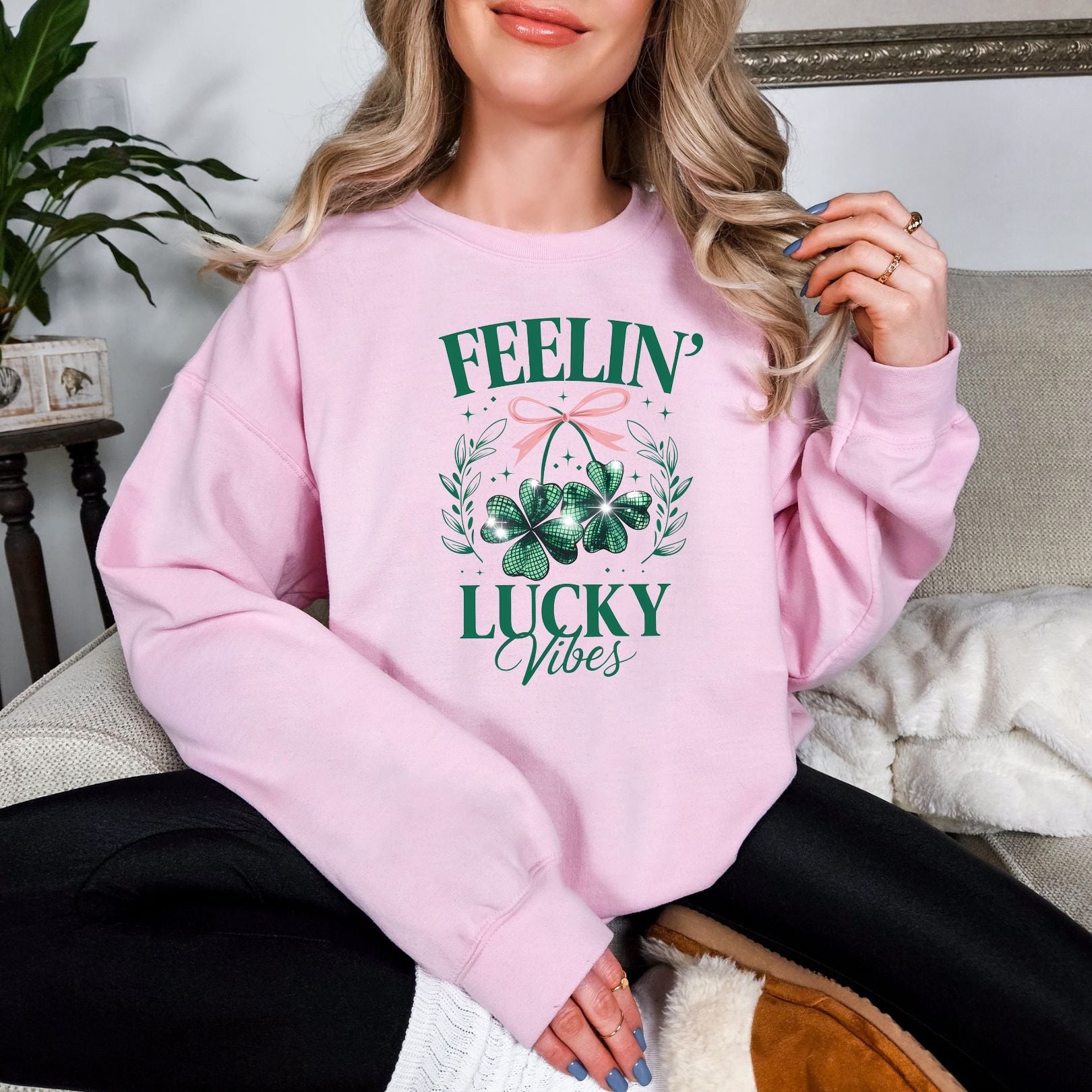 Feelin Lucky Graphic Sweatshirt - Trendy Pullover Hoodie for Women & Men - Perfect for St. Patrick's Day, Casual Outfits & Streetwear Fashion