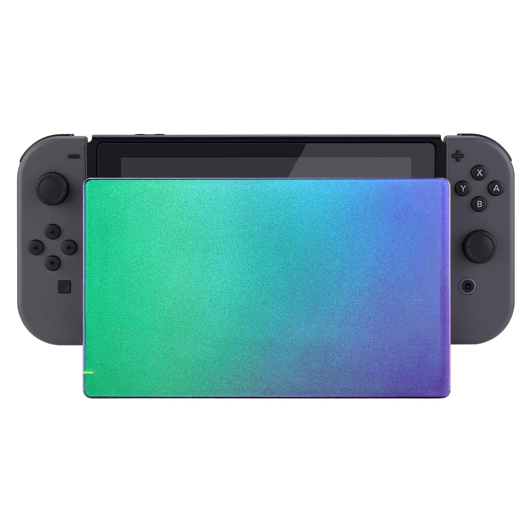 eXtremeRate Custom Chameleon Glossy Faceplate for Nintendo Switch Dock - Green Purple DIY Replacement Housing Shell (Dock Not Included) | Perfect for Gaming Setup & Home Decor