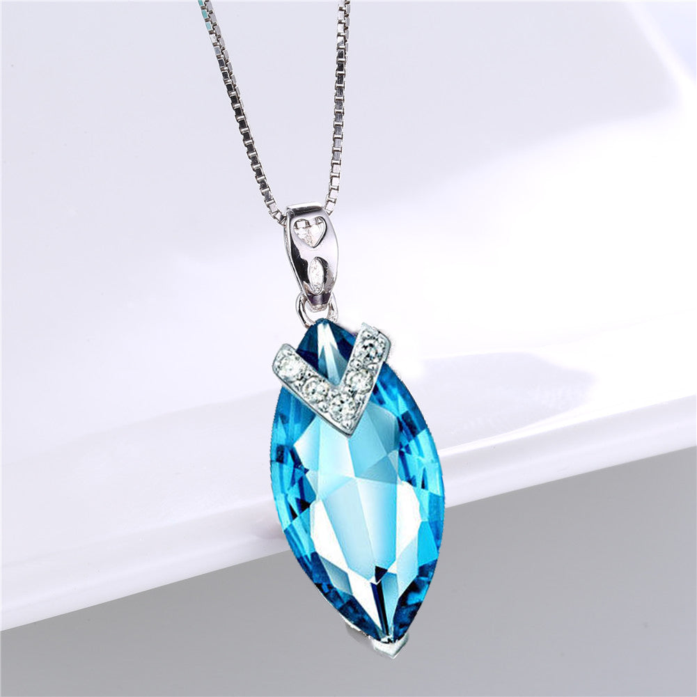 925 Sterling Silver Marquise Birthstone Pendant Necklace for Women - Elegant Mother's Day Gift, Anniversary Present & Birthday Jewelry - Perfect for Special Occasions & Everyday Wear