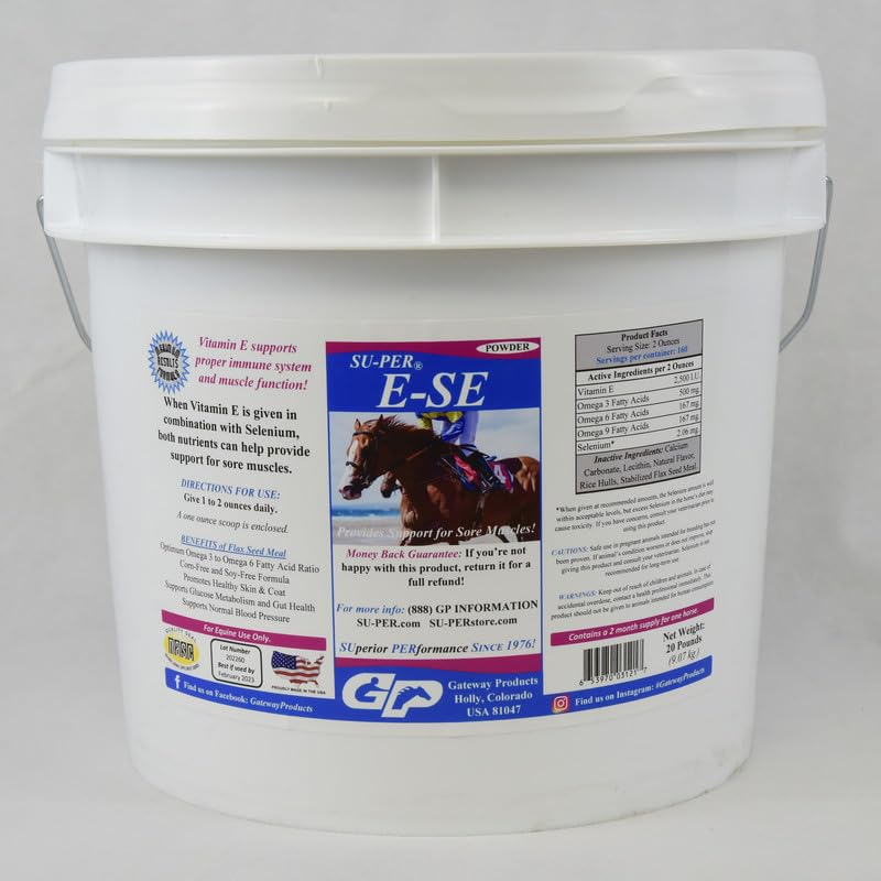 E-Se Horses Antioxidant Supplement with Vitamin E & Selenium - Muscle Recovery & Joint Support for Horses - 20 lb - Ideal for Performance Horses, Senior Horses & Post-Workout Recovery