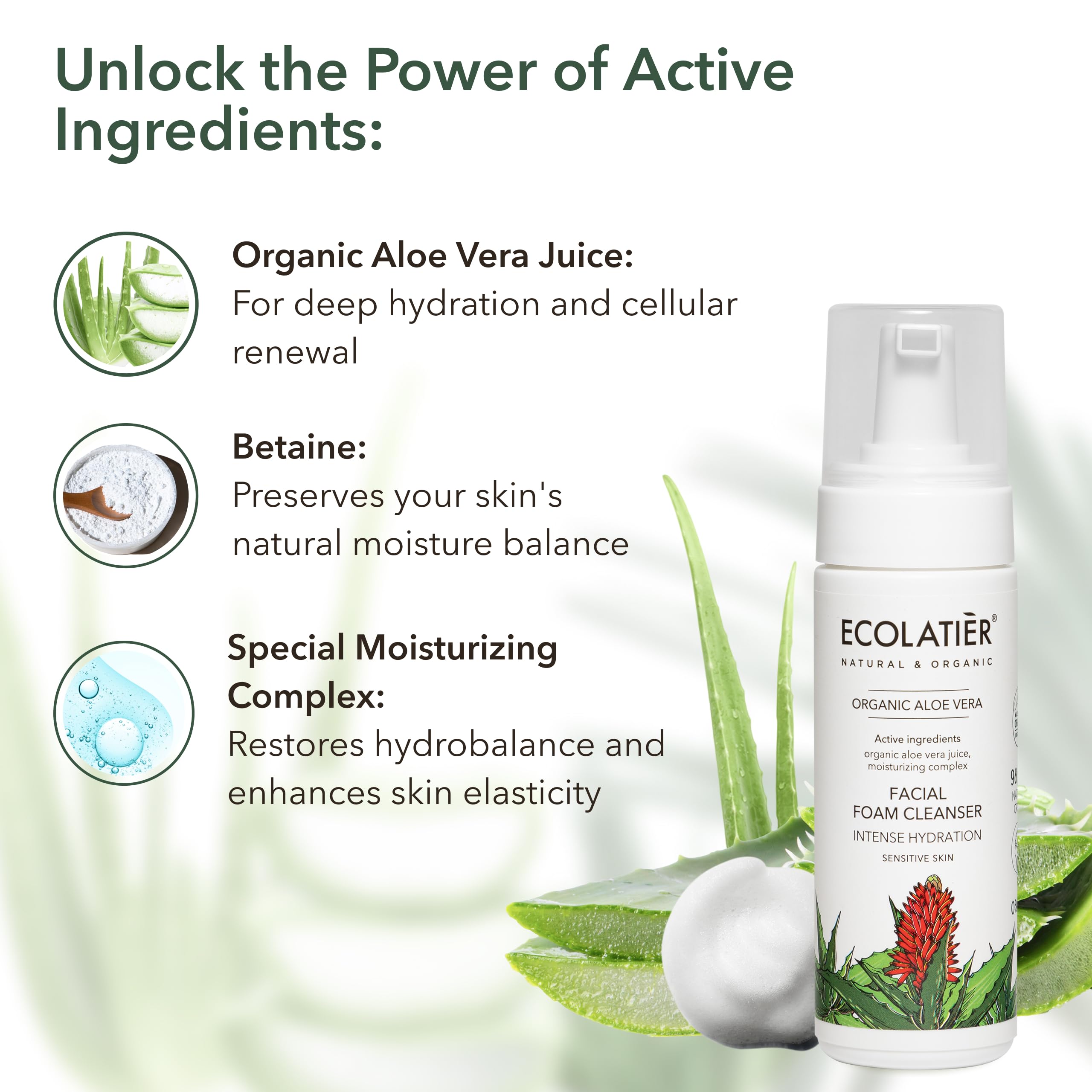 Organic Skincare Bundle - Micellar Cleansing Water, Foaming Facial Cleanser & Daily Moisturizing Cream with Aloe Vera & Argan Oil - Hydrating, Nourishing & Gentle for All Skin Types - Vegan & Cruelty-Free - Perfect for Daily Skincare Routine, Travel & Sensitive Skin Care