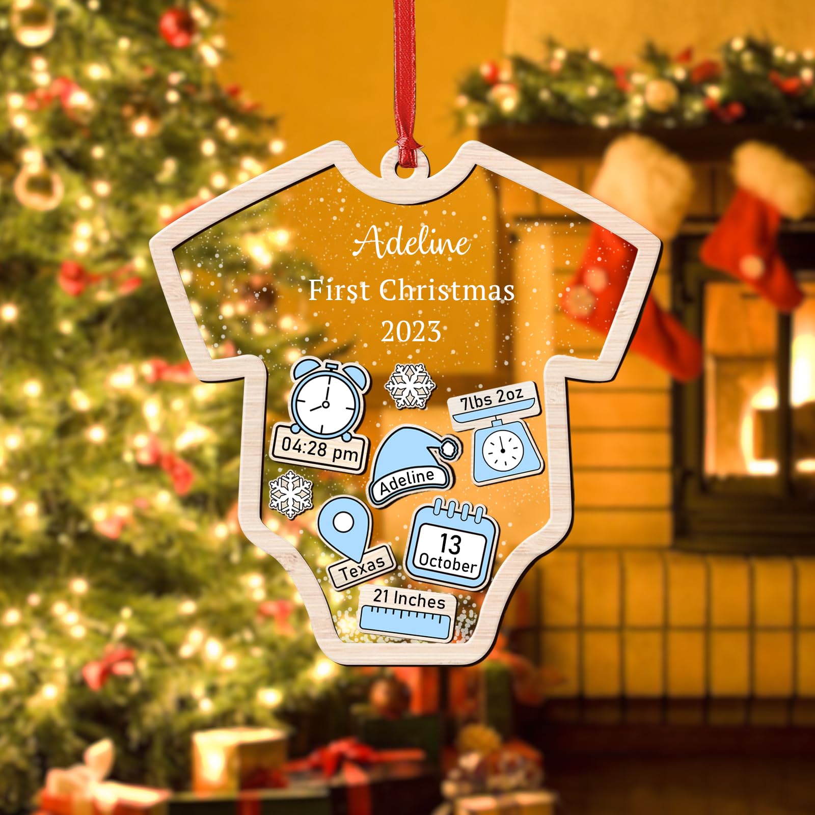 Personalized Baby's First Christmas Ornament 2023 - Custom Name Keepsake Gift for Newborn Baby Girl or Boy - Perfect for Baby's First Christmas Tree Decoration & Holiday Memory Keepsake