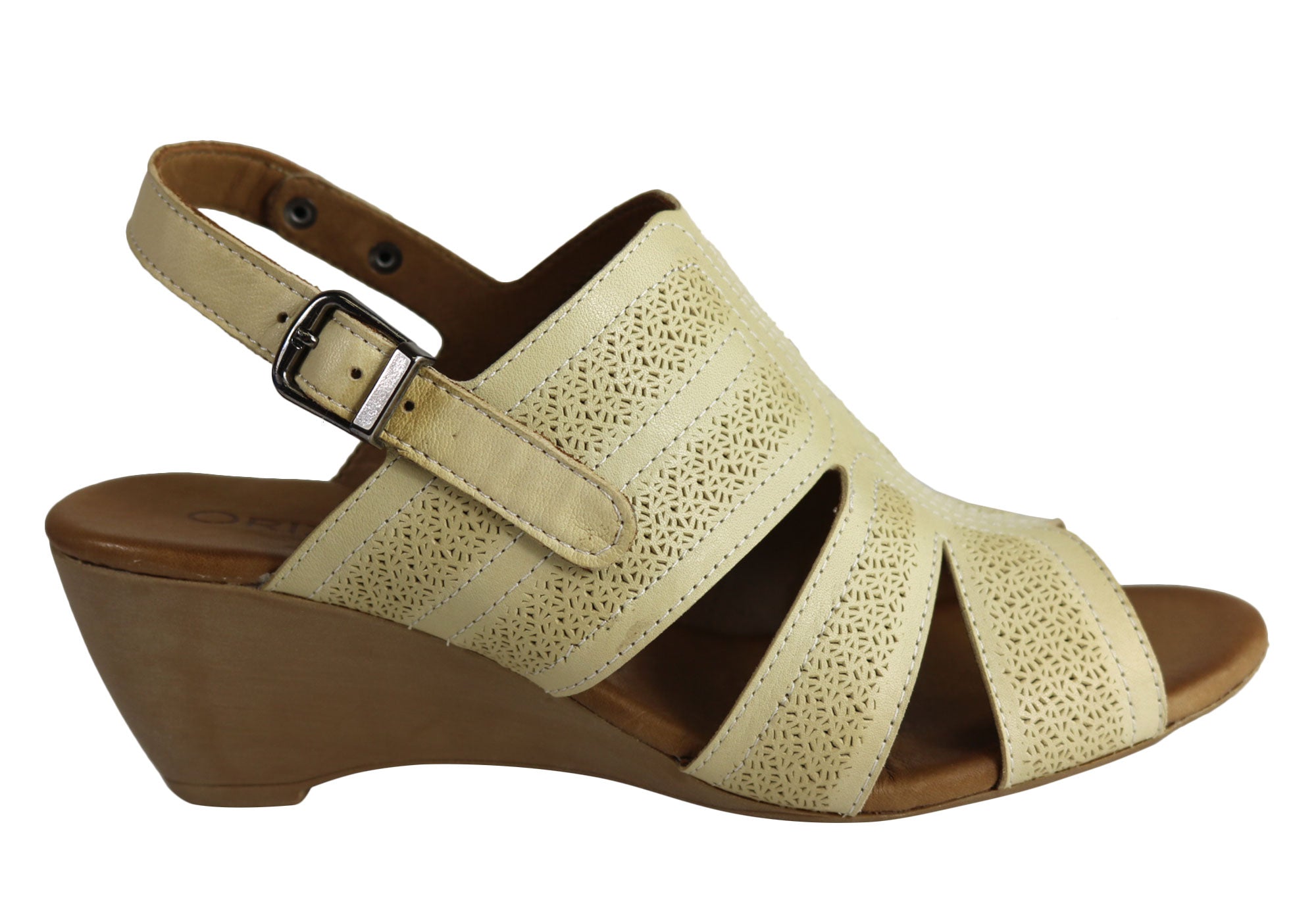 Orizonte Pinta Women's European Leather Comfortable Wedge Sandals - Stylish & Supportive for Summer, Beach, and Casual Outings