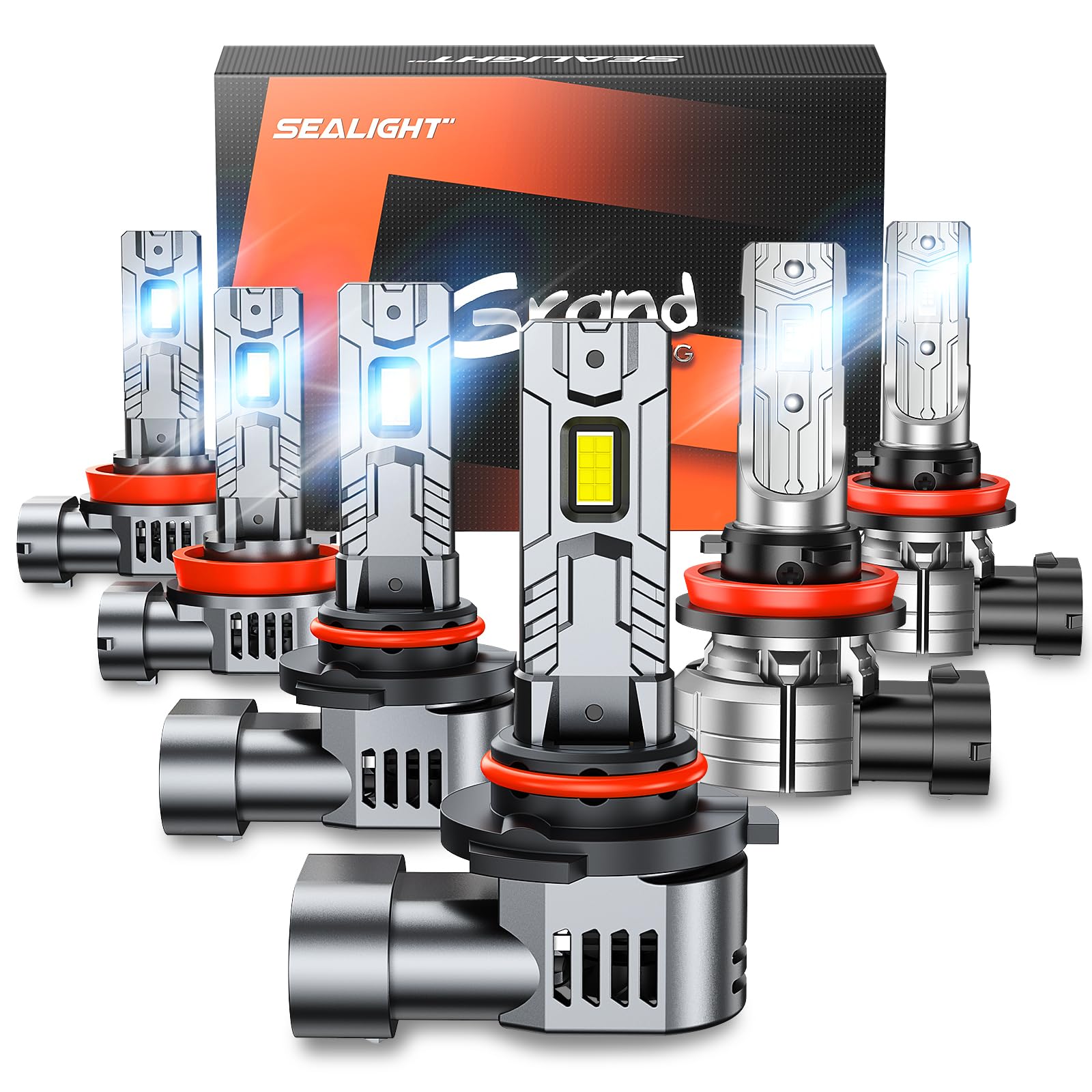 SEALIGHT 9005 H11 LED Bulbs Fog Light Combo Kit (Pack of 6) - 9005/HB3 H11/H8/H16 LED Headlight Bulbs & Fog Lights Replacement for Trucks, SUVs, Cars - Super Bright 6000K White, Waterproof, Plug & Play - Perfect for Night Driving, Foggy & Rainy Conditions