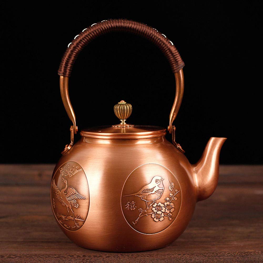 JHSHENGSHI Handmade Cast Iron Teapot & Copper Kettle - Vintage Style Tea Set for Brewing Loose Leaf Tea | Perfect for Japanese Tea Ceremony, Home Decor, and Gift Giving