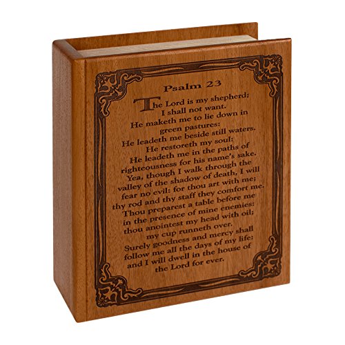 Handcrafted Mahogany Wood Cremation Urn with Engraved Bible Psalm 23 - Elegant Memorial Keepsake for Ashes - Perfect for Home Display, Funeral Services & Memorial Ceremonies