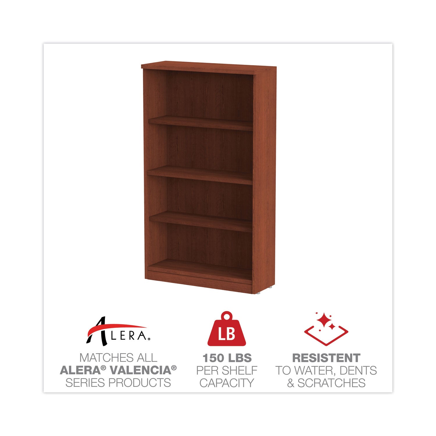 Alera Valencia Series 4-Shelf Bookcase - 31.75
