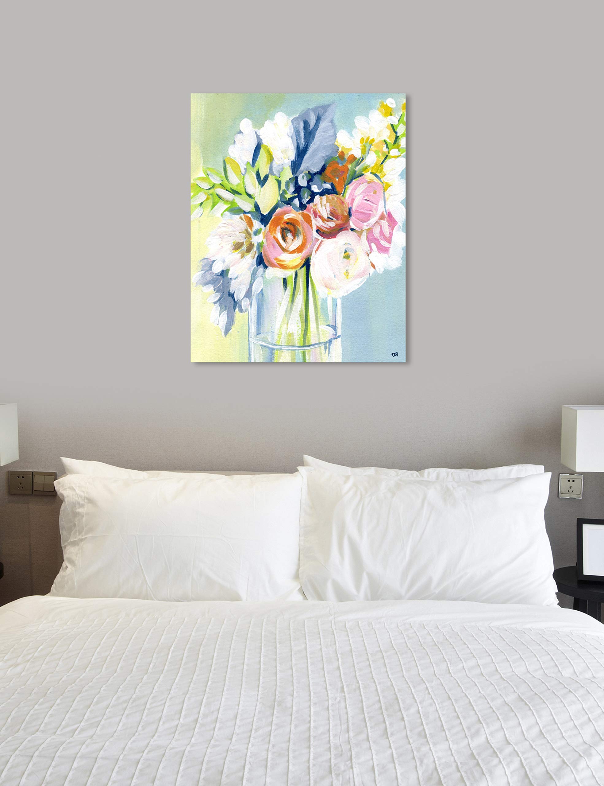 Oliver Gal Artist Co. Floral Wall Art Canvas Print - 'Wednesday Favorites' Blue & Green Home Decor Painting (13x16 Inches) for Living Room, Bedroom & Office