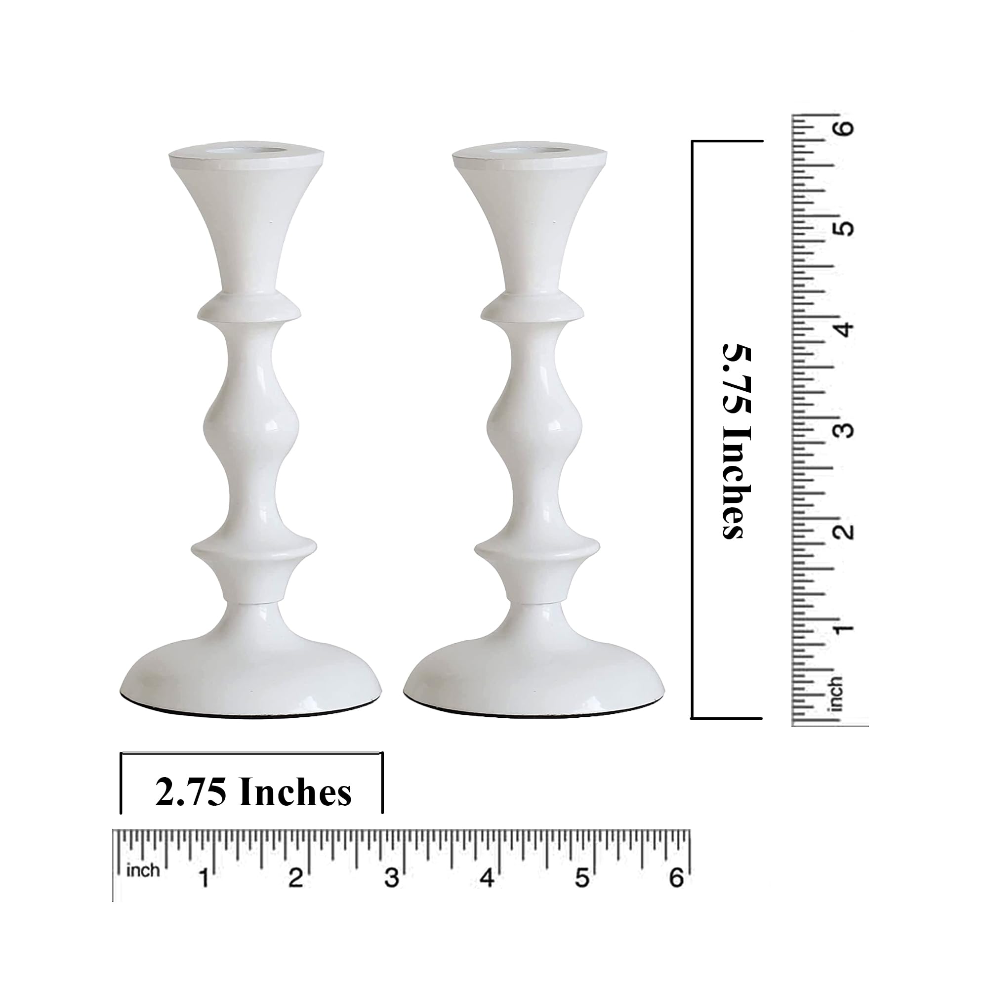 Elegant White Candle Holders Set of 2 - Decorative Taper Candle Sticks for Wedding, Dinner Party & Home Decor - Perfect Centerpiece for Romantic Tablescapes, Holiday Decorations and Special Occasions