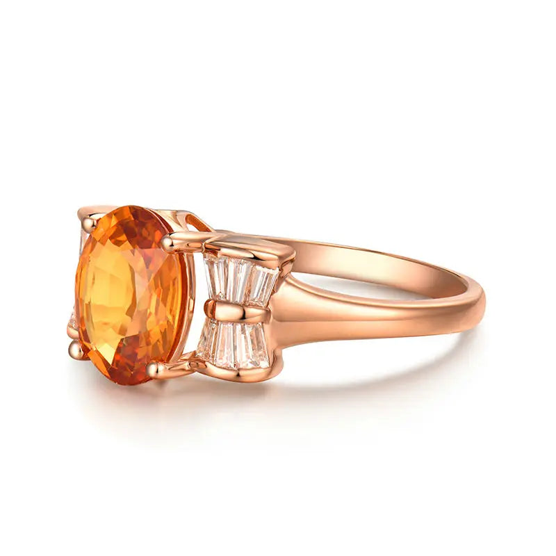14K Rose Gold Yellow Sapphire & Diamond Wedding Ring for Women - Elegant Bridal Jewelry for Engagement, Anniversary & Special Occasions