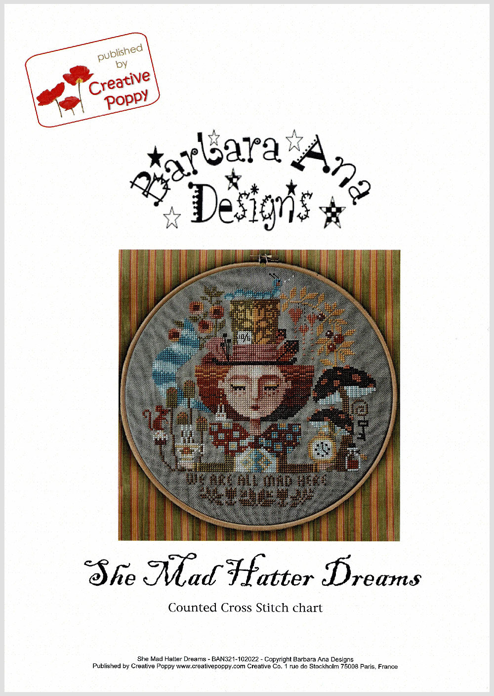 The Mad Hatter Dreams Cross Stitch Pattern Kit - Alice in Wonderland Inspired Embroidery Design for Beginners & Advanced Stitchers | Perfect for Home Decor, Gifts & Craft Projects