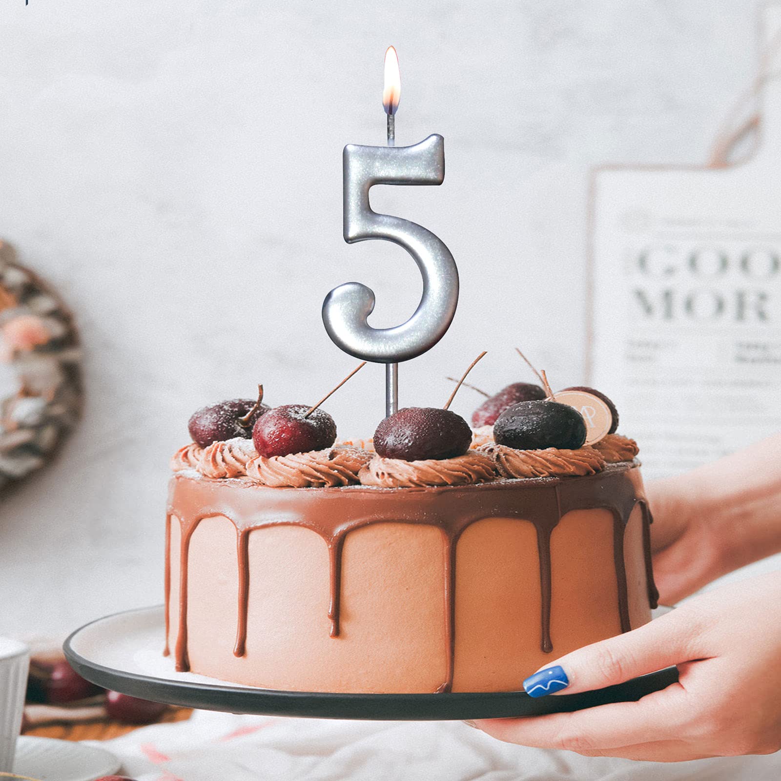 10-Piece Silver Birthday Number Candles Set for Cakes - Perfect for Kids & Adults Birthday Parties, Anniversaries, and Celebrations