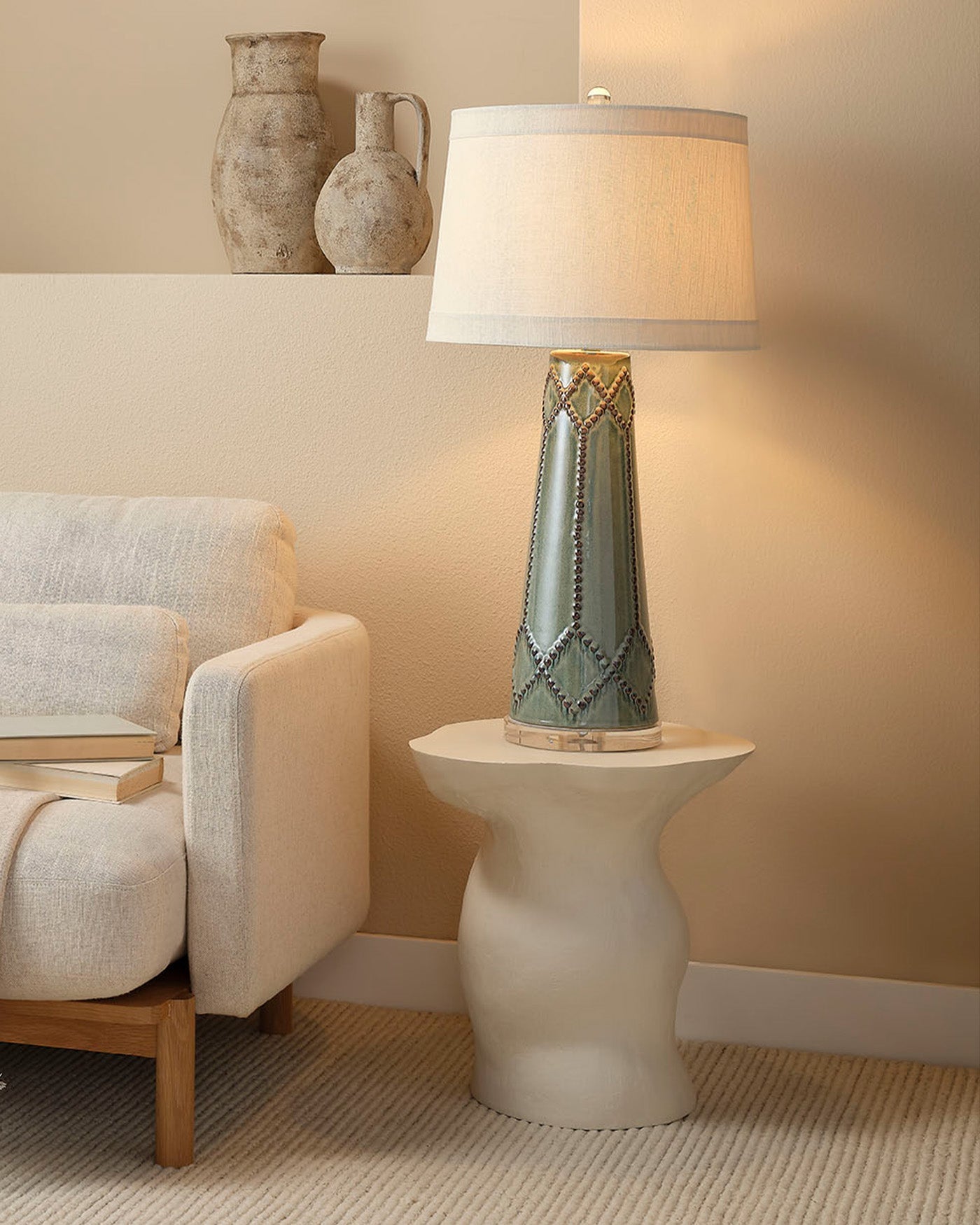 Modern Sculptural Side Table - Minimalist Accent Table for Living Room, Bedroom & Office - Small End Table with Unique Design for Home Decor