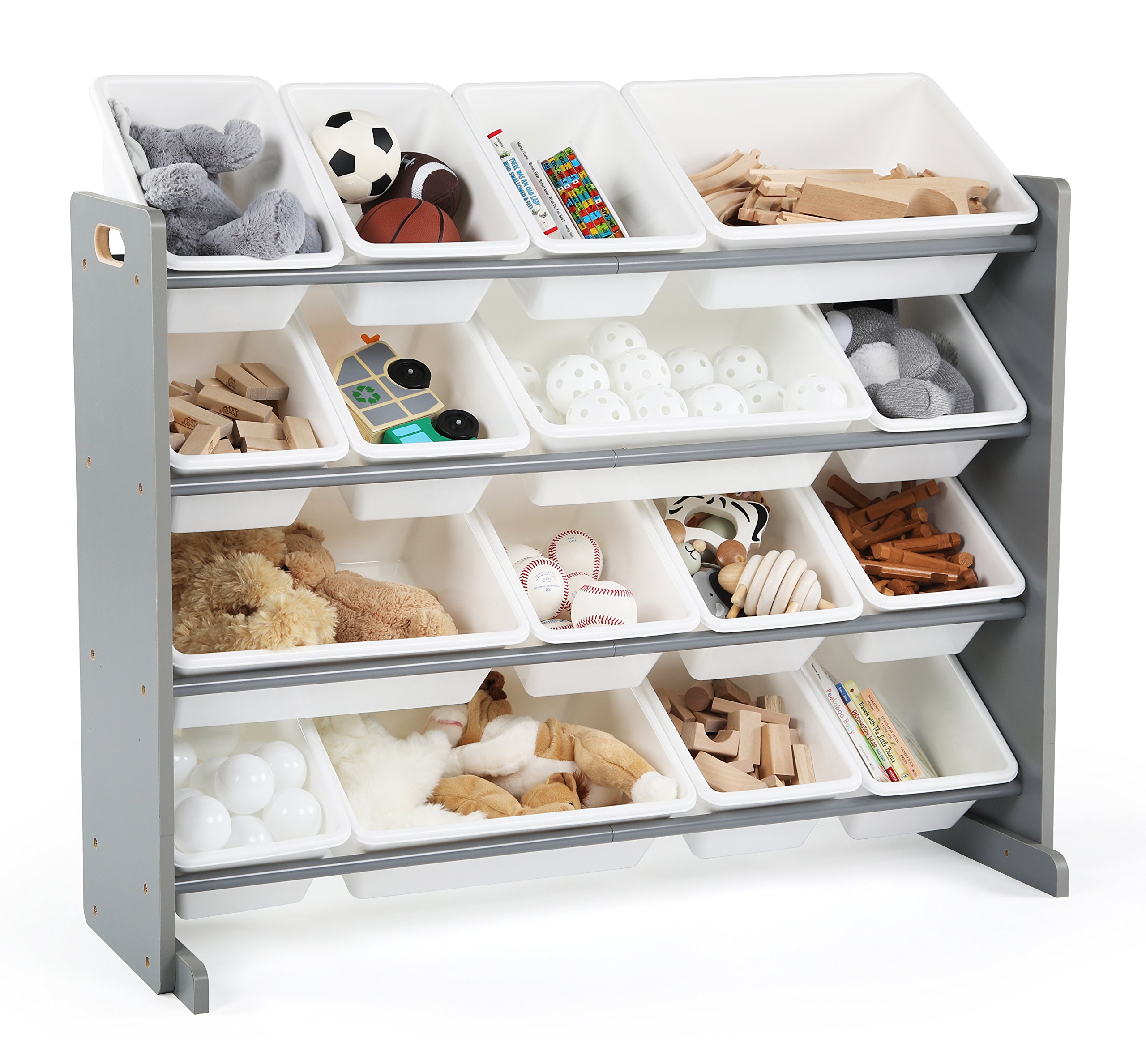 Humble Crew Supersized Wood Toy Storage Organizer with Book Rack - Kids Room Bookshelf for Toys & Books (Espresso/White) - Perfect for Nursery, Playroom & Classroom Organization