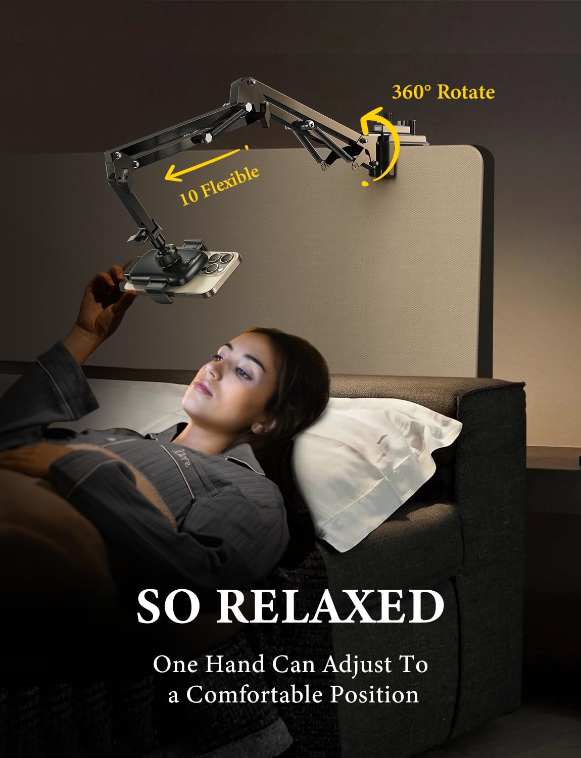 Flexible Gooseneck Phone Holder for Bed & Desk - iPhone 16/15 Stand for Watching & Filming