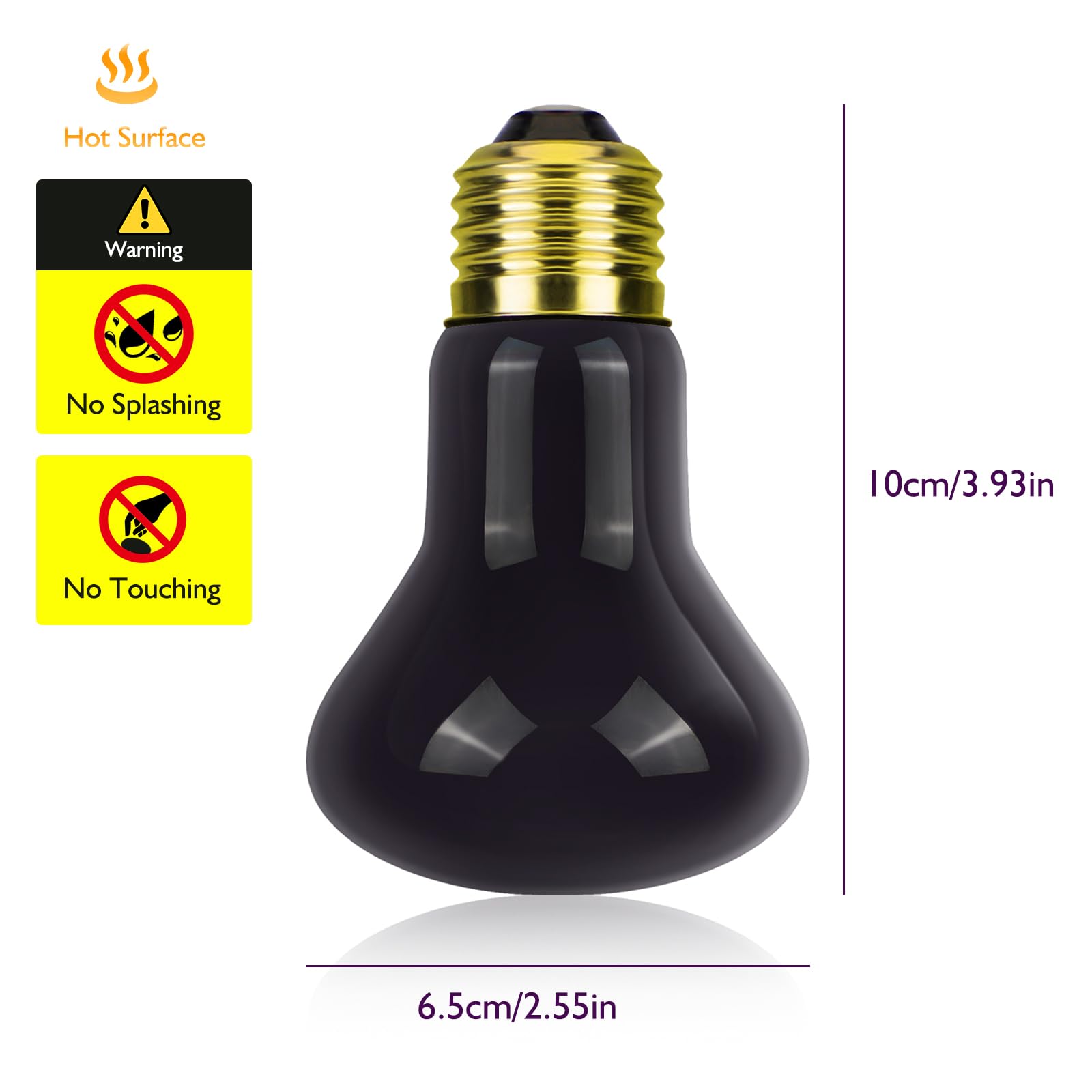 75W Reptile Heat Lamp Bulbs - Infrared Red Heat Bulb E26 110V for Chickens, Snakes, Lizards & Spiders - 2 Pack Black Bulbs for Pet Habitat Heating & Nighttime Warmth