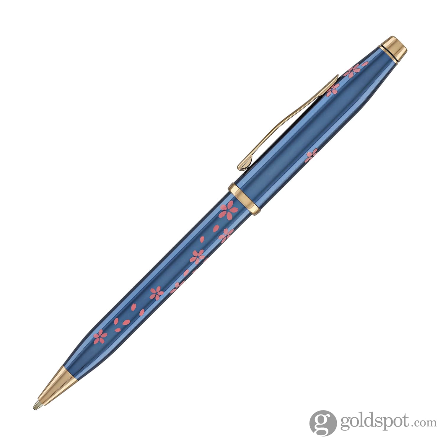 Cross Century II Cherry Blossom Ballpoint Pen - Translucent Blue Lacquer with Polished Rose Gold PVD - Premium Writing Gift for Professionals, Graduates & Collectors - Perfect for Office, Business Meetings & Special Occasions