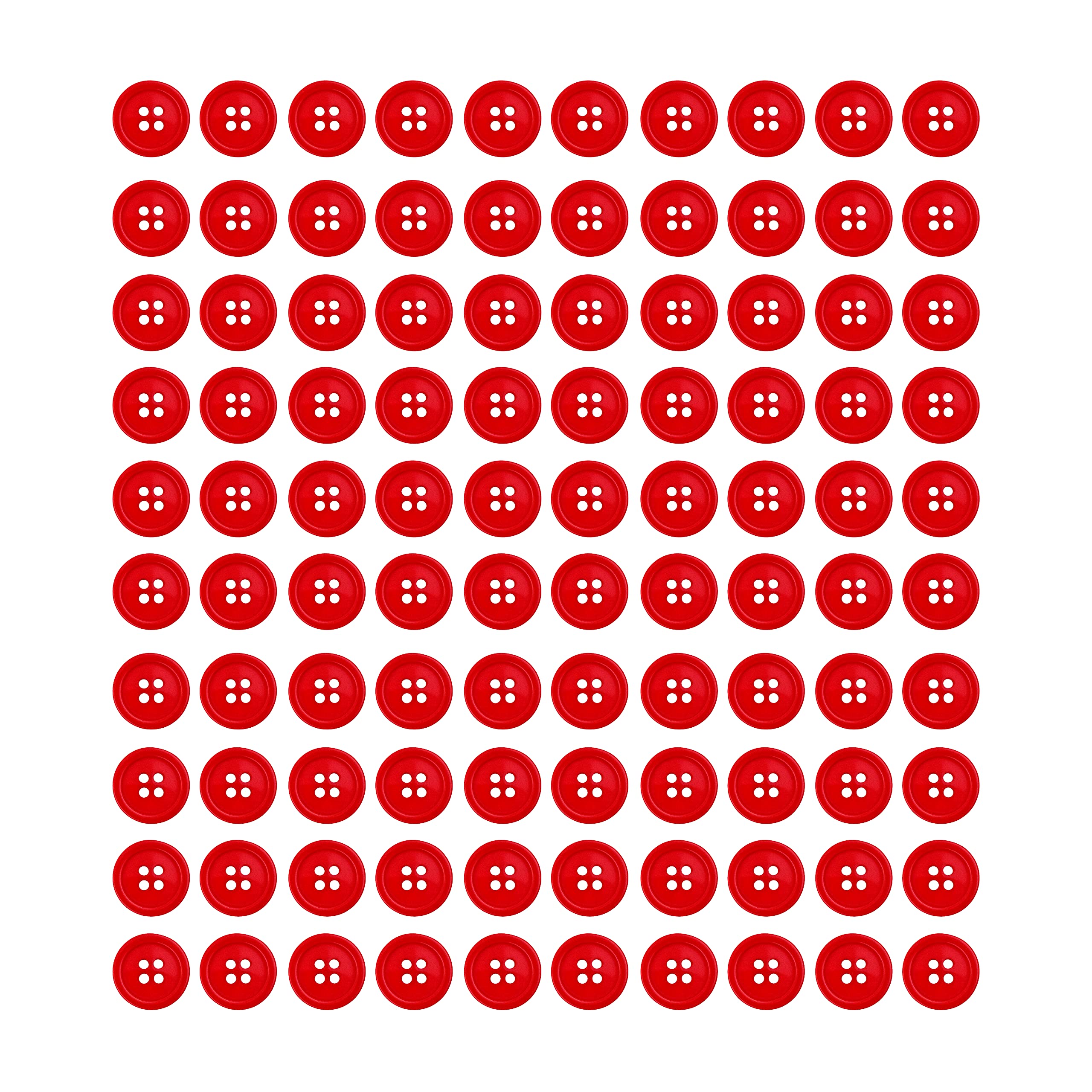3/4 Inch Round Red Plastic Resin Buttons with 4 Holes - 100 Piece Set for Sewing, Crafts & DIY Projects - Mandala Crafts Medium Red Buttons Assorted