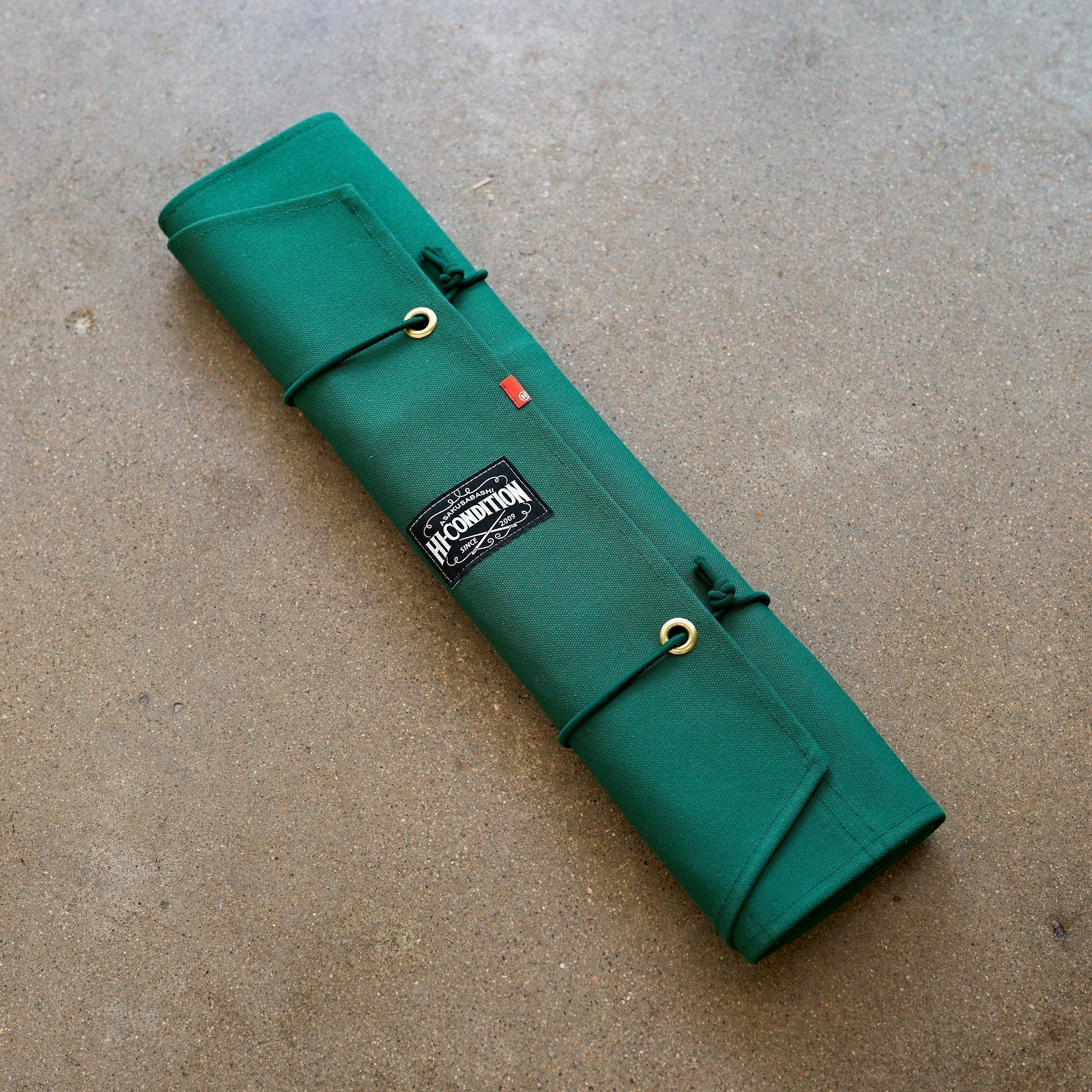 HI CONDITION Hanpu Canvas 9-Pocket Knife Roll - Mid Green | Professional Chef Knife Organizer for Kitchen, BBQ & Outdoor Cooking