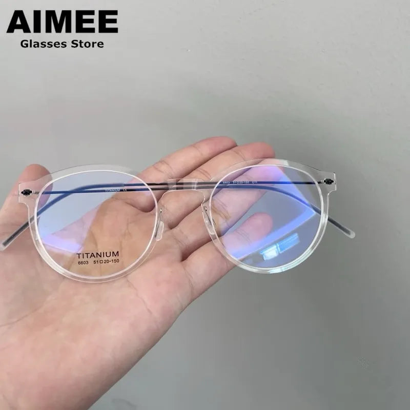 Aimee Women's Full Rim Round Titanium Acetate Eyeglasses 96603 - Lightweight & Durable Frame for Reading, Working & Everyday Use
