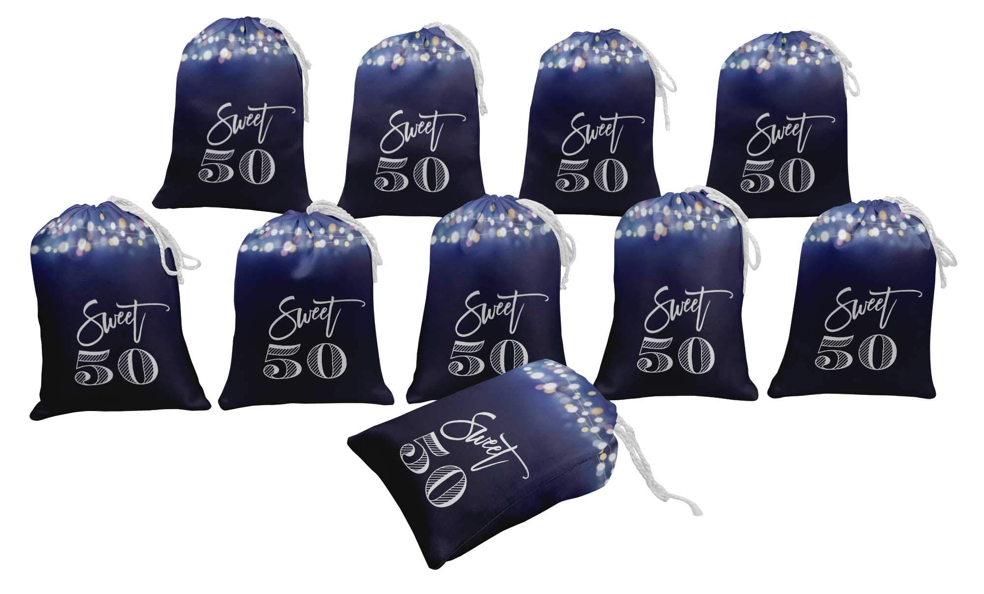 Custom Blue Number Birthday Party Favor Bags - 15-Piece Drawstring Pouches Set for Baby Showers, Bridal Showers & Special Events | Darling Souvenir Gift Bags