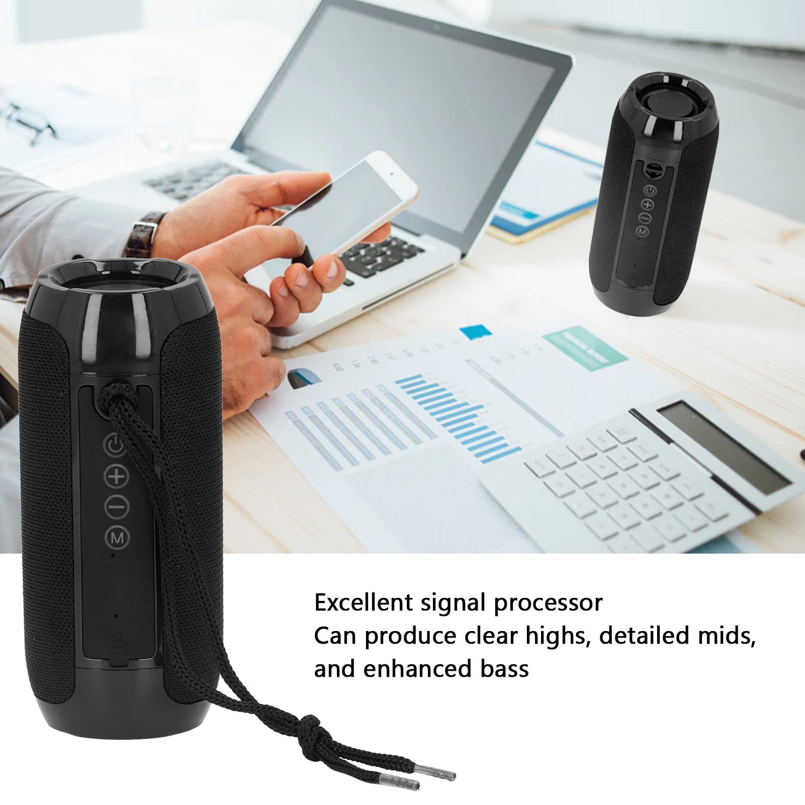 Portable Waterproof Bluetooth Speaker - 5.0 Wireless Mini Outdoor Speaker with USB Charging, HD Stereo Sound for Camping, Beach, Hiking & Home Use (2.7 x 2.7 x 6.3in)