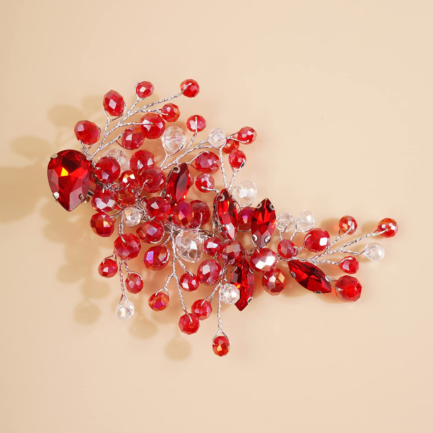 Vintage Ruby Rhinestone Bridal Hair Clips - Red Crystal Wedding Headpiece for Brides & Flower Girls | Perfect for Vintage Weddings, Bridal Showers & Special Occasions