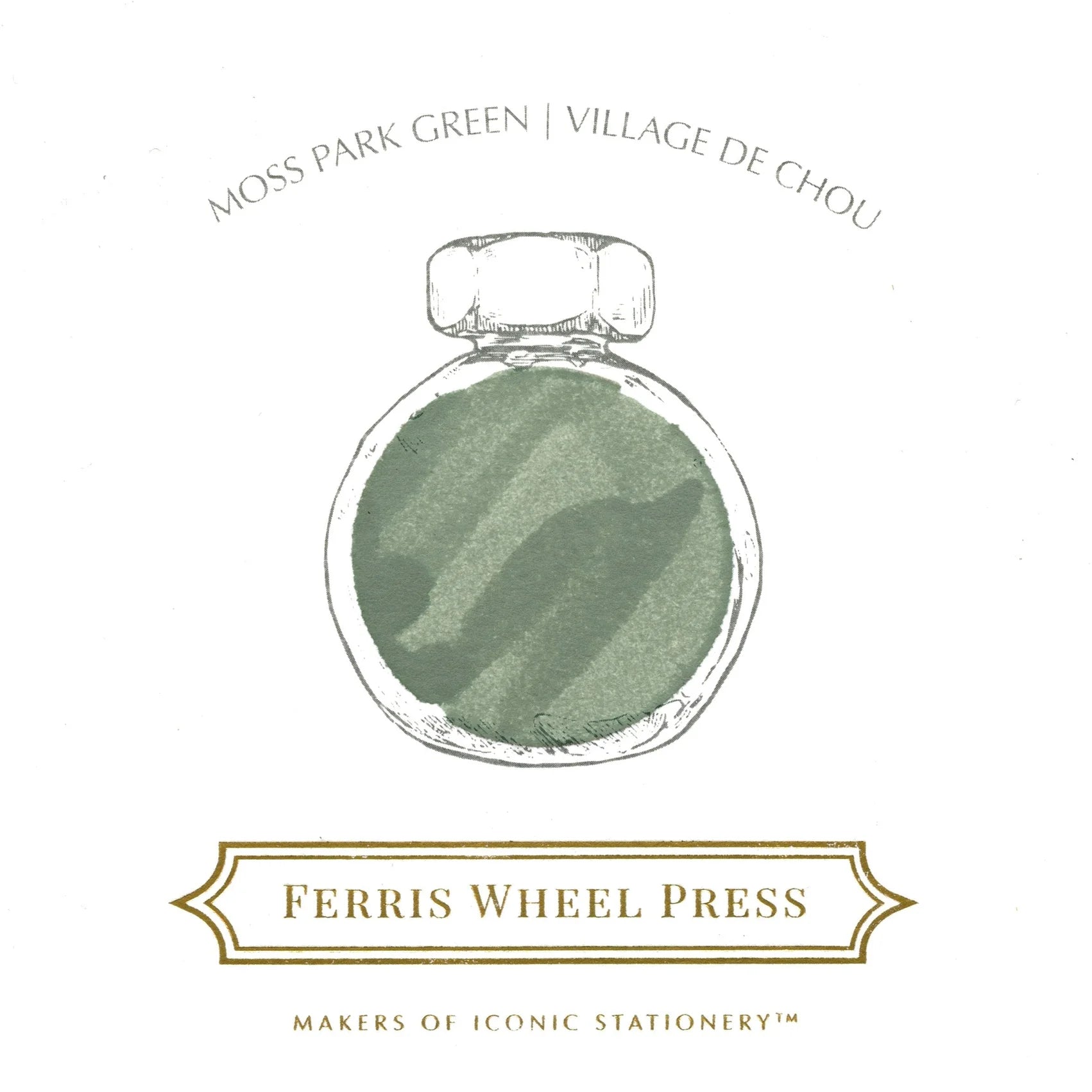 Ferris Wheel Press Moss Park Green Fountain Pen Ink - Premium Bottled Ink for Calligraphy, Journaling & Artistic Writing - Perfect for Fountain Pens, Dip Pens & Stationery Enthusiasts