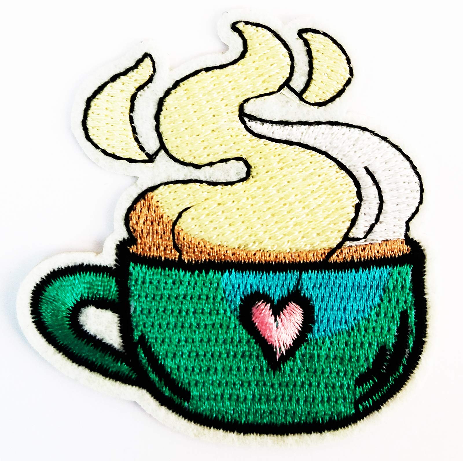 Cute Heart-Shaped Coffee Cup Iron-On Patch for DIY & Kids Clothes