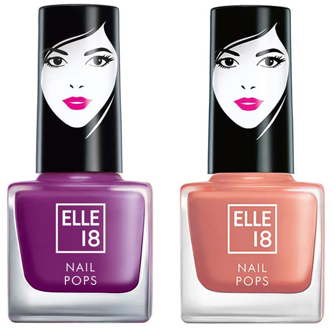 Elle 18 Nail Pops Nail Polish - Glossy Finish Shades 159 & 162 (15ml) - Long Lasting Vibrant Colors for Manicure & Pedicure at Home or Salon