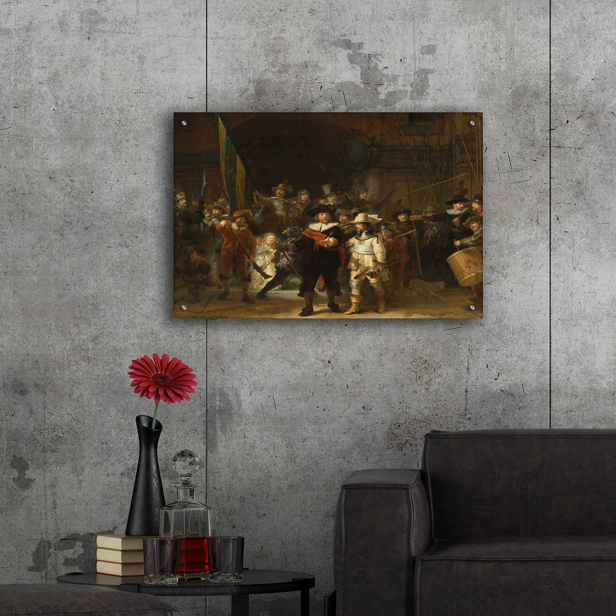 Rembrandt 'The Night Watch' Acrylic Glass Wall Art Print - 36x24 Inches Museum Quality Reproduction - Perfect for Living Room, Bedroom or Office Decor