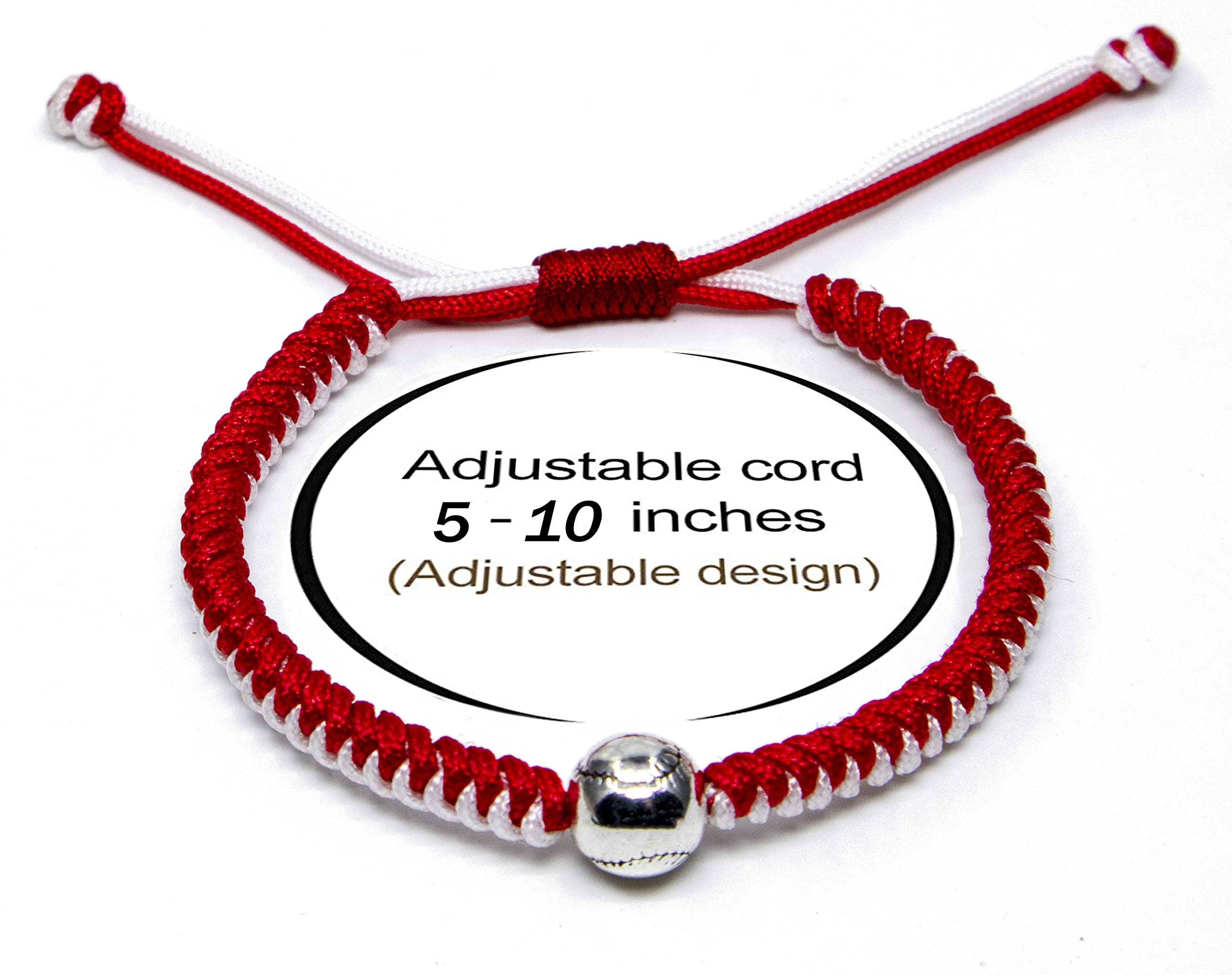 **Handmade Braided Baseball Bracelets - Adjustable Wristbands with Baseball Beads for Boys, Girls, Teens & Adults - Inspirational Sports Gifts (Red, 2PCS) - Perfect for Baseball Games, Team Spirit & Daily Wear**