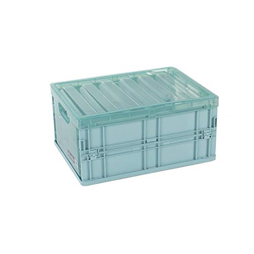 Blue Plastic Storage Box with Lid - Foldable & Transparent Organizer for Snacks, Books, Toys, Clothes & Home Organization - Perfect for Bedroom, Office & Kids Room Storage