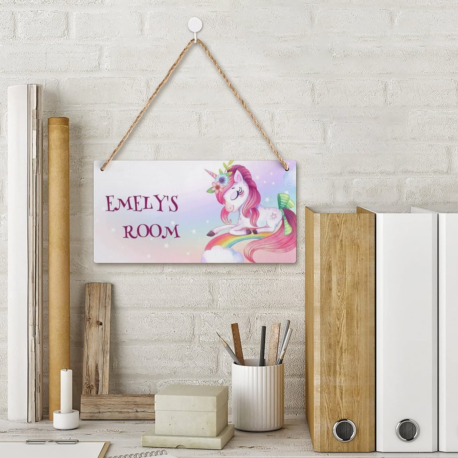 Personalized Rainbow Unicorn Wooden Sign - Nursery & Bedroom Wall Decor