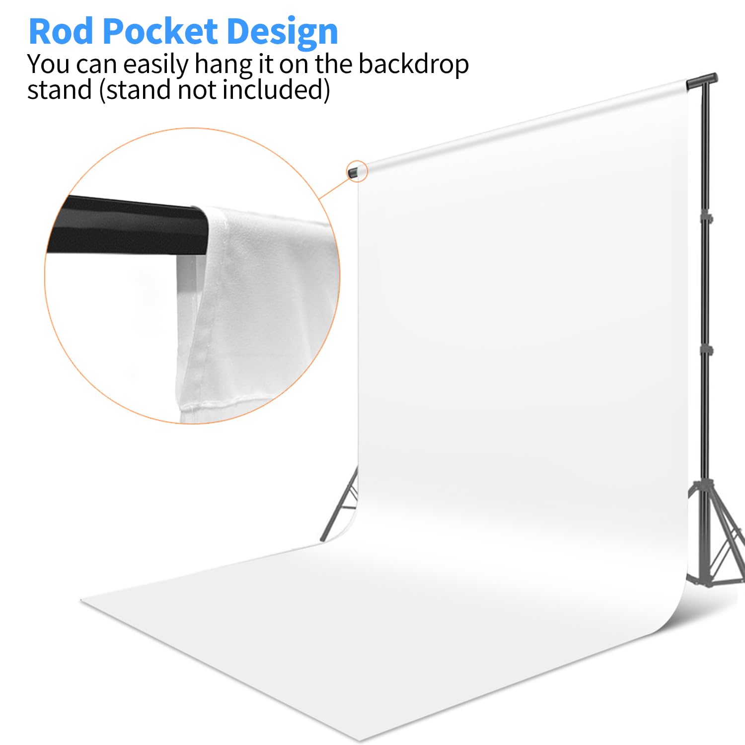 HEMMOTOP 5x6.5 ft White Seamless Photography Backdrop Curtain - Premium Photo Studio Background for Easter, Birthday Parties, Portraits & Projector Screen (Backdrop Only) - Perfect for Professional Photoshoots, Home Studios & Event Decorations