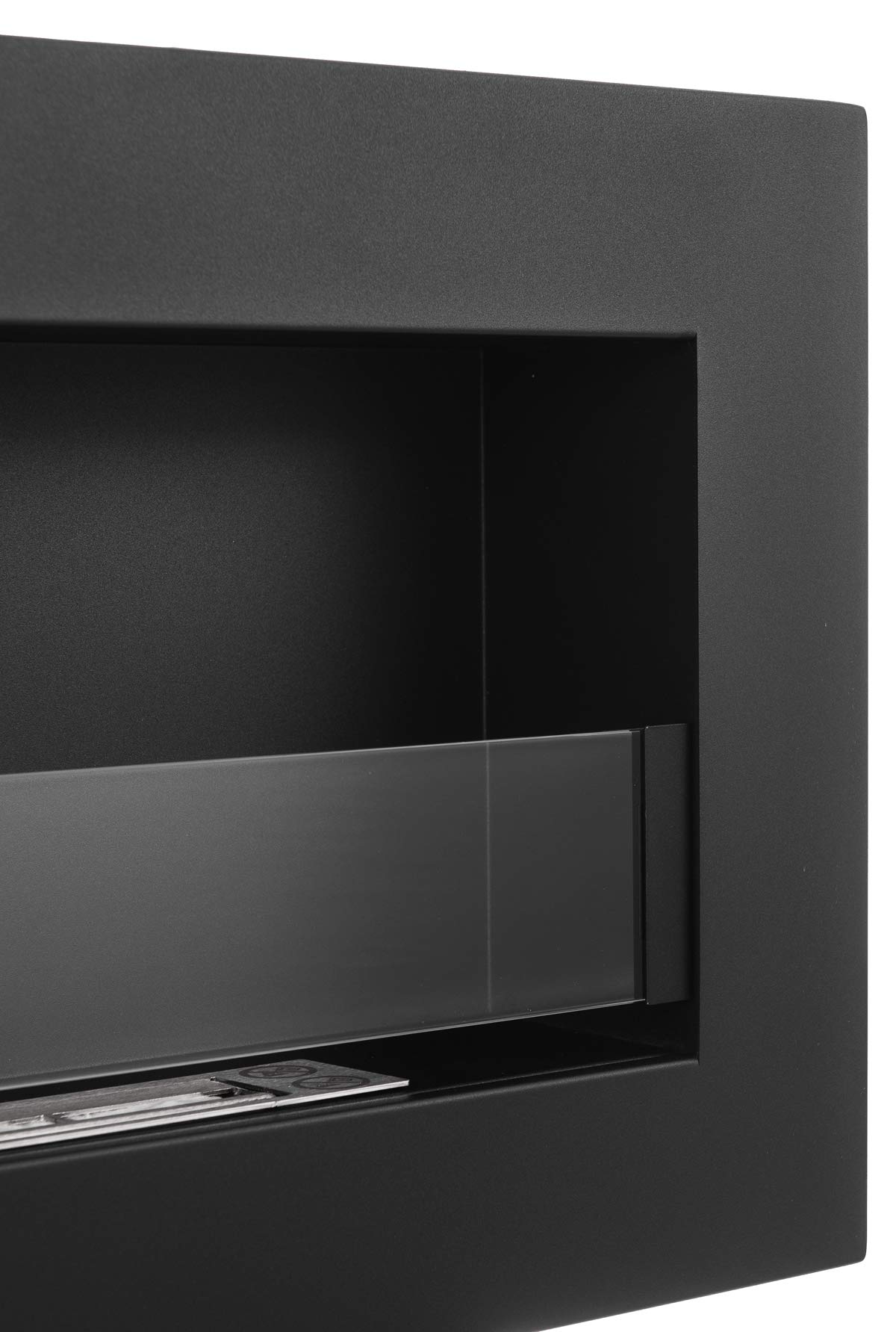 Black Wall-Mounted Bioethanol Fireplace Box - 90 x 40 cm Glass Panel Design | Modern Hanging Ethanol Fireplace for Living Room, Bedroom & Outdoor Decoration | Eco-Friendly & Ventless Heating Solution