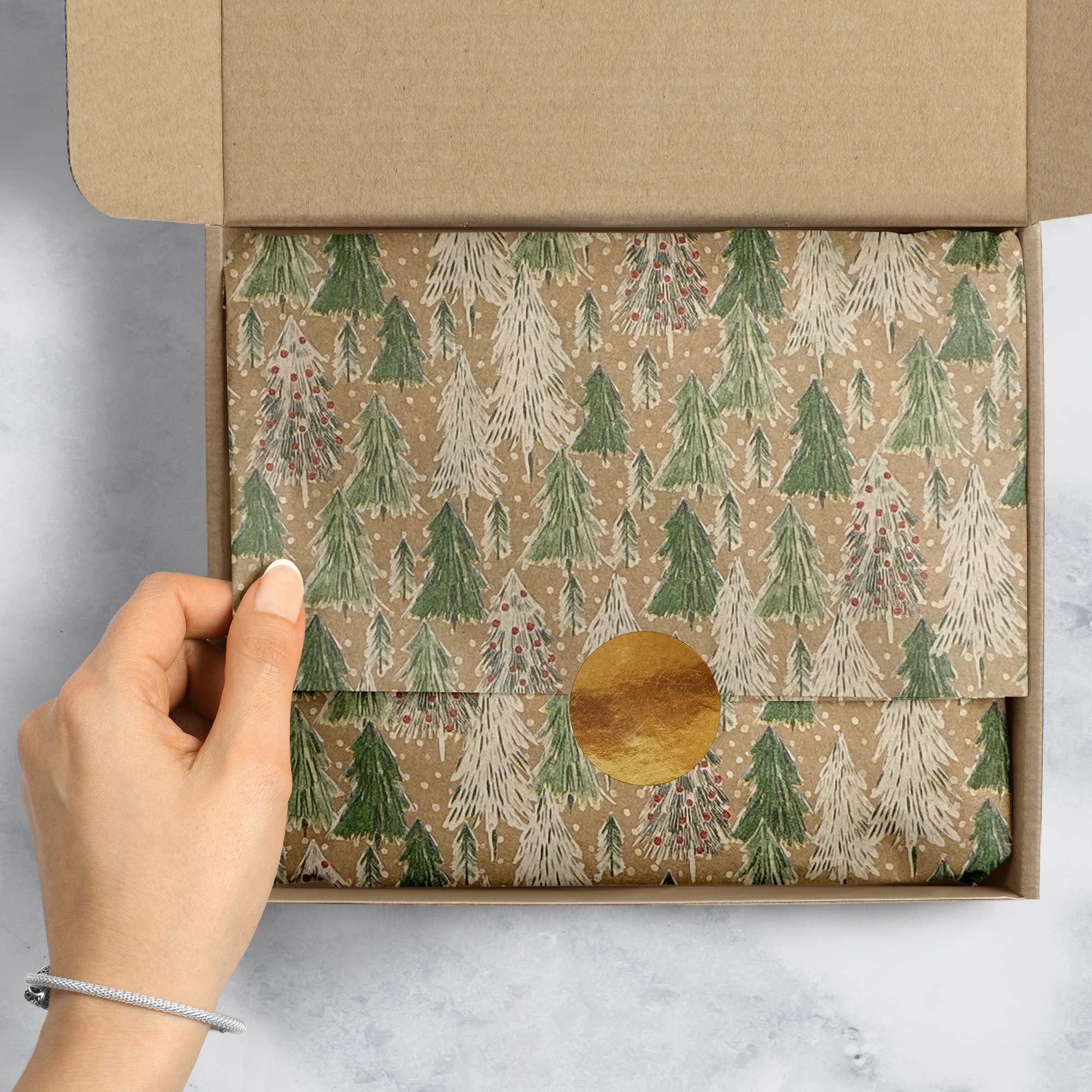 Jillson Roberts Christmas Printed Tissue Paper - Green, White, Multi (24-Pack) - Perfect for Holiday Gift Wrapping, Party Decorations & Craft Projects