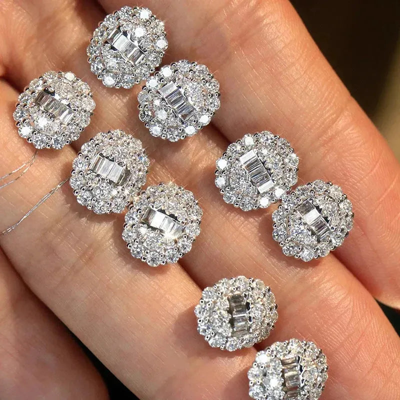 18K White Gold Diamond Stud Earrings for Women - 1.0 Carat Natural Real Diamond Luxury Wedding Jewelry Set - Perfect for Bridal, Anniversary, and Special Occasion Gifts