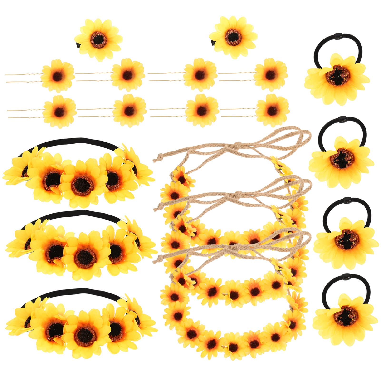 Beaupretty Sunflower Headband Set - Vintage Floral Hair Accessories for Women, Bridal Tiara, Beach Wedding Hair Clips, Girls Vacation Dresses & Summer Outfits | Perfect for Beach Weddings, Boho Photos, and Seaside Vacations