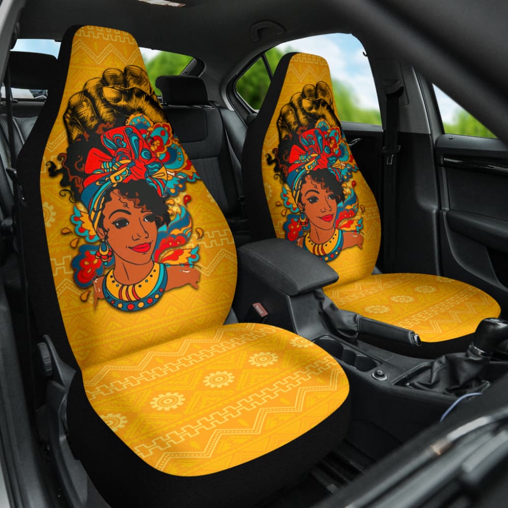 Premium African Print Car Seat Covers for Women - Black Power Design 210901 | Unique Gift for African American Women, Perfect for Cars, SUVs & Road Trips