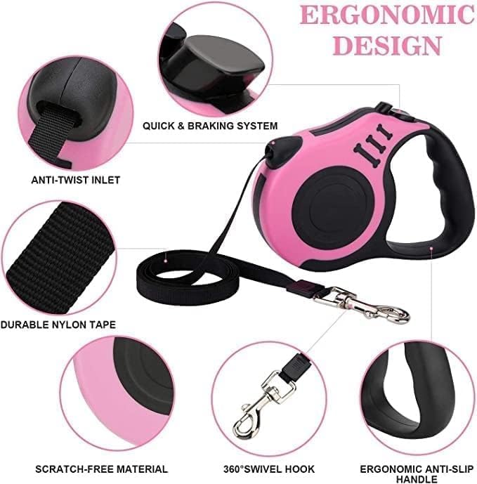 Zanzmer 16ft Retractable Dog Leash with Quick-Lock - Nylon Tape Leash for Dogs & Cats, Anti-Slip Handle, 5M Extendable Rope - Perfect for Walking, Running & Outdoor Adventures with Pets