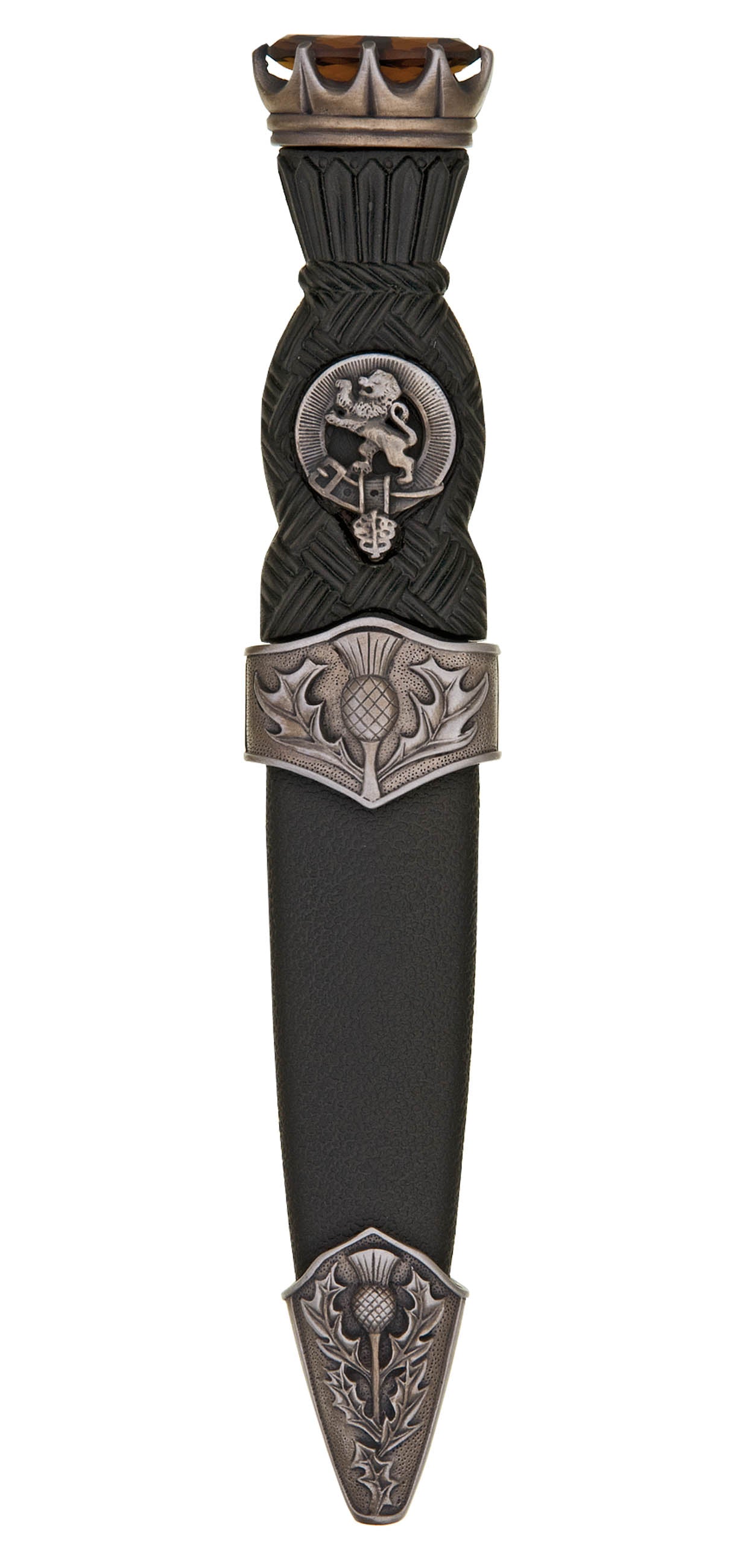 Antique Finish Clan Crest Sgian Dubh with Surnames (M-Z) - Perfect for Scottish Weddings, Highland Gatherings & Celtic Heritage Displays