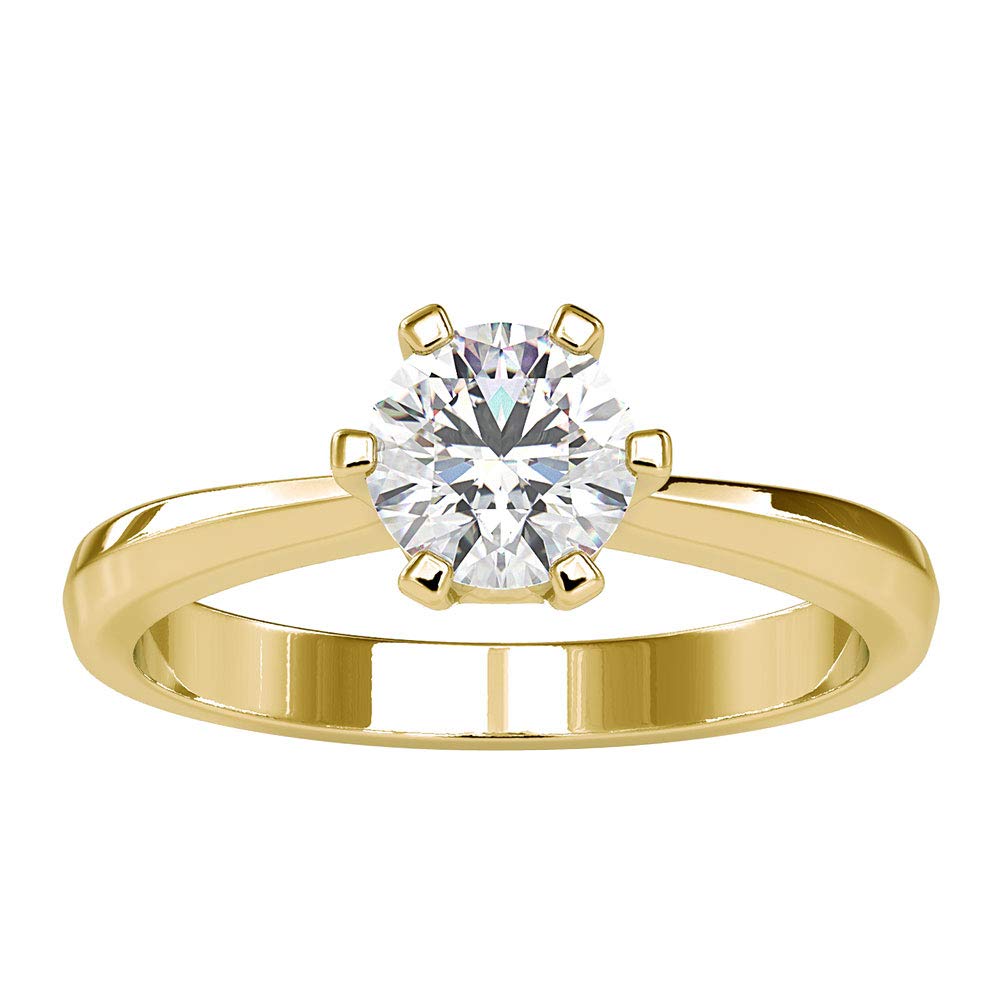 6.50 MM Round Cut Moissanite Engagement Ring - 1 CT Certified Solitaire Ring for Women in 14K Solid Gold | Perfect for Proposals, Anniversaries & Special Occasions
