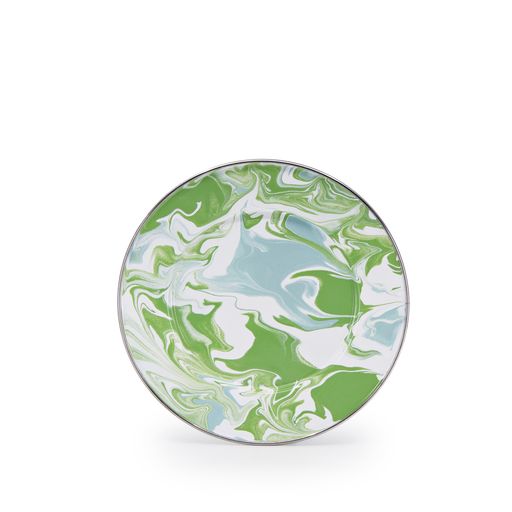 Modern Monet Swirl Enamelware Plates - Set of 4 (8.5 Inch) for Sandwiches, Salads & Appetizers - Elegant Dinnerware for Home, Picnics & Outdoor Dining