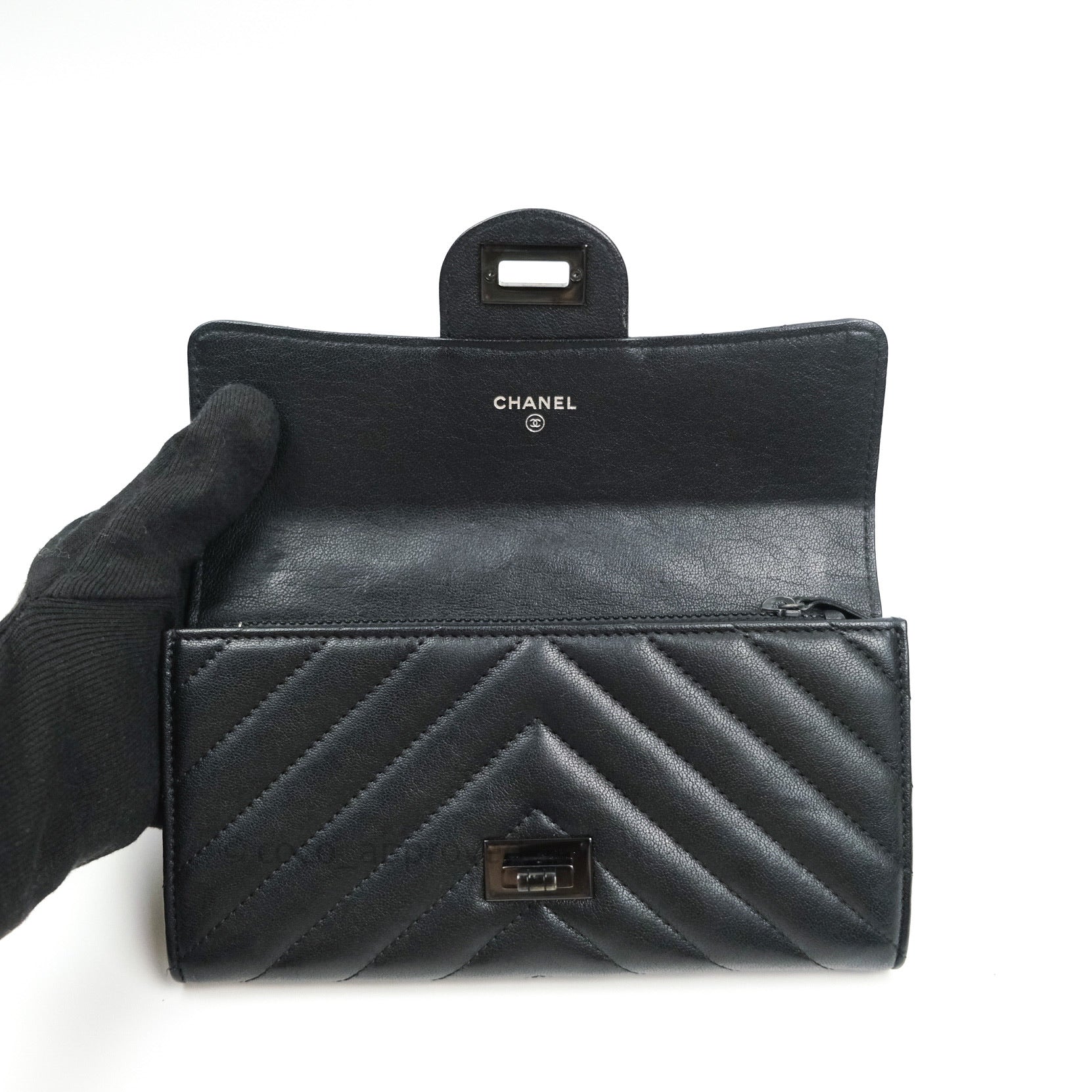 Chanel Chevron Sheepskin Reissue Large Flap Wallet So Black - Luxury Designer Womens Wallet for Everyday Use & Special Occasions
