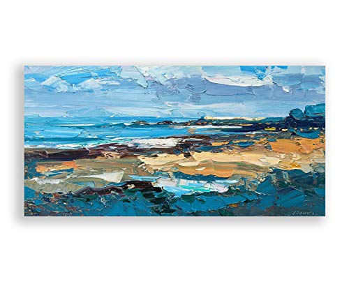 Original Beach Painting on Canvas - Ocean Wall Art, Modern Coastal Decor for Living Room, Large Handmade Artwork - Perfect Gift for Home & Office Decor